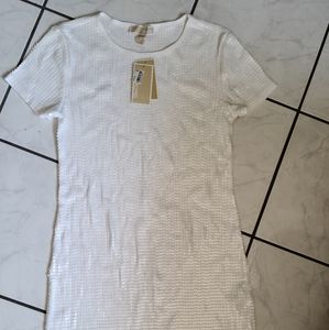 Michael Kors White Sequined Shirt Dress